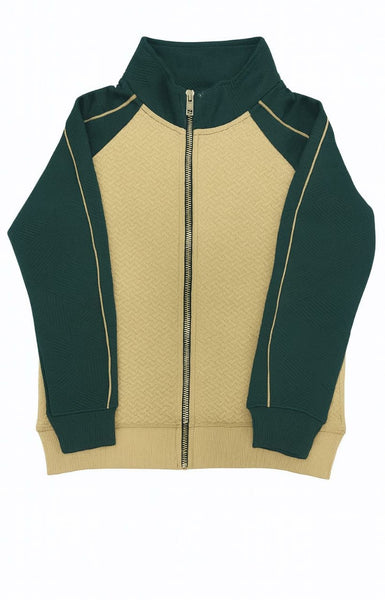 Kids Cream+Green Textured Shirt - Imported Premium Fabric